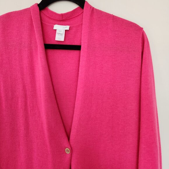 J Jill Cardigan Womens XL Wool Blend Pink 1-Button Long Lightweight - Picture 2 of 8